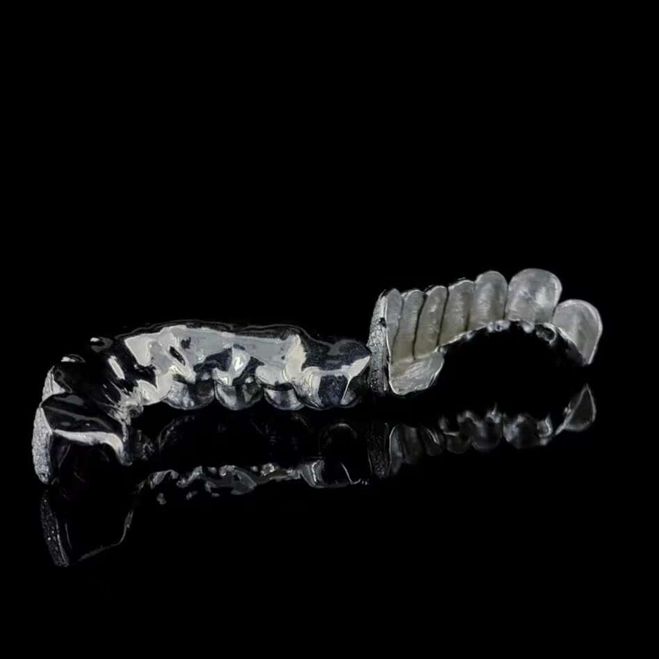 Best Quality 18K Gold Fully Iced Out Teeth Grillz Hip Hop Style with Freshwater Pearl Moissanite Diamond Teeth Grinder