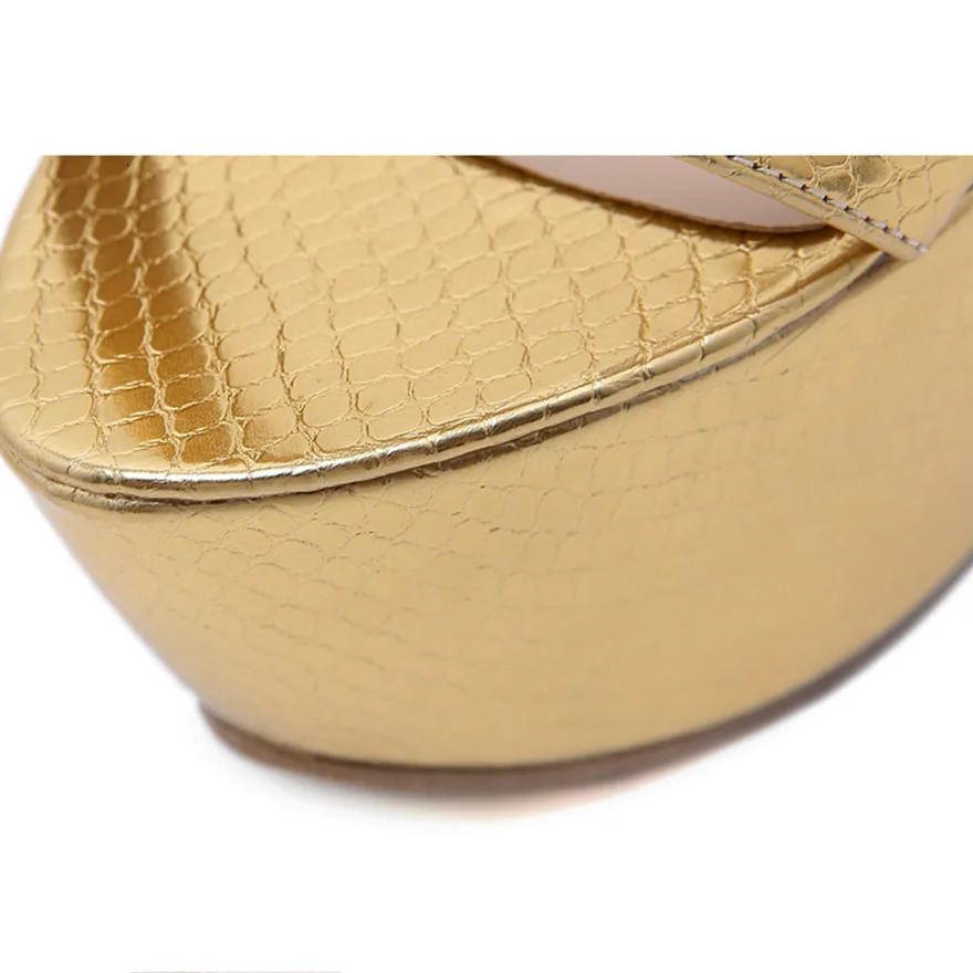 Gold Sexy Snake Pattern Womens Sandals Summer Buckle Super High Heels 16CM Shoes 2025 Female Platform Open Toe Party Prom Pumps 250617