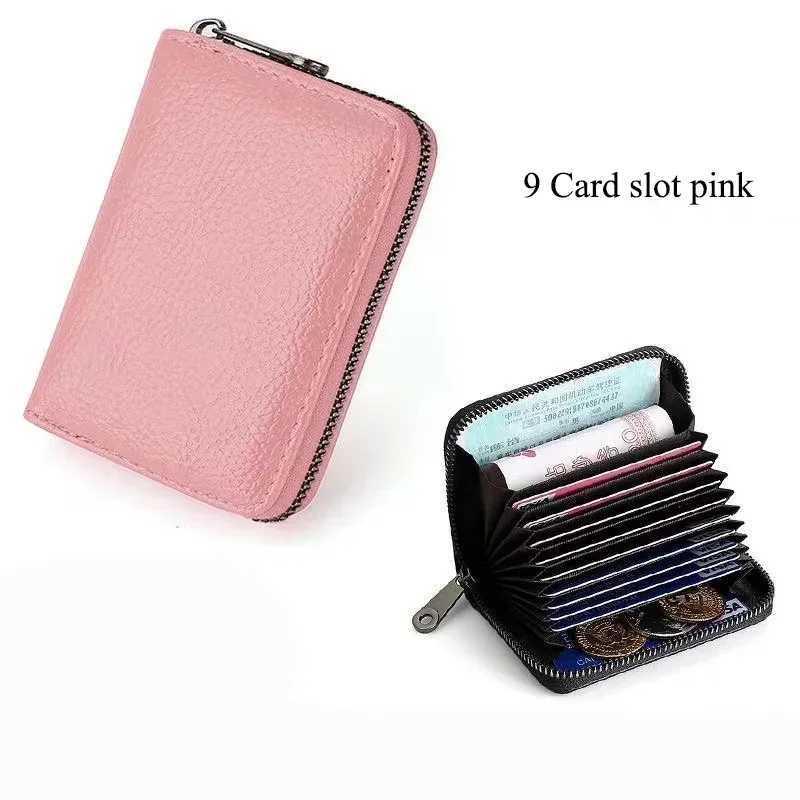 Business Card Holder Wallet Women/men Black Bank/ID/ Holder 9/18 Slots Card Wallet PU Leather Protects Case Coin Purse Z250621