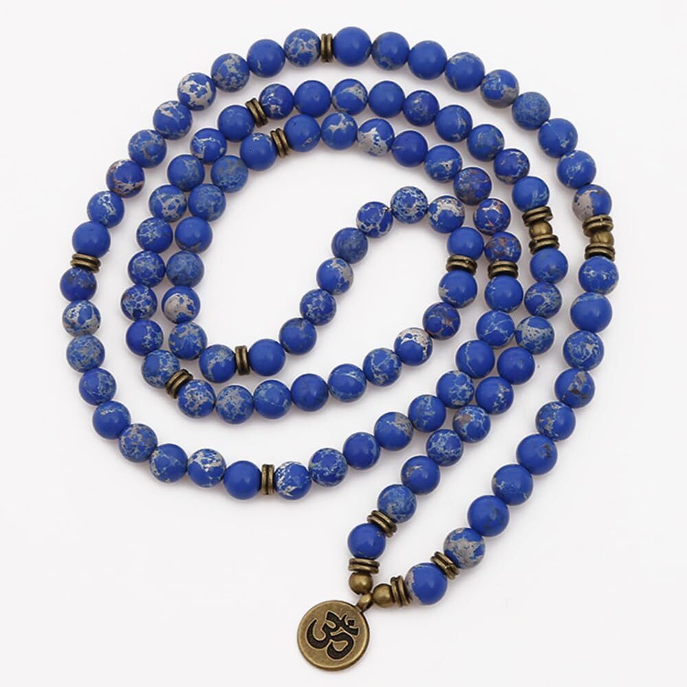 Luxury Bead Strand Bracelet 108 Buddhist Prayer Beads Yoga Meditation Green Malachite Beads Necklace Women man Wealth Attraction Buddhist Consecration
