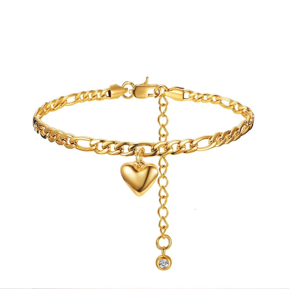 Anklets For Woman Gold Color Stainless Steel Figaro Link Ankle Bracelets Summer 2025 Womens Fashion Leg Chain Beach Foot Jewelry 250617