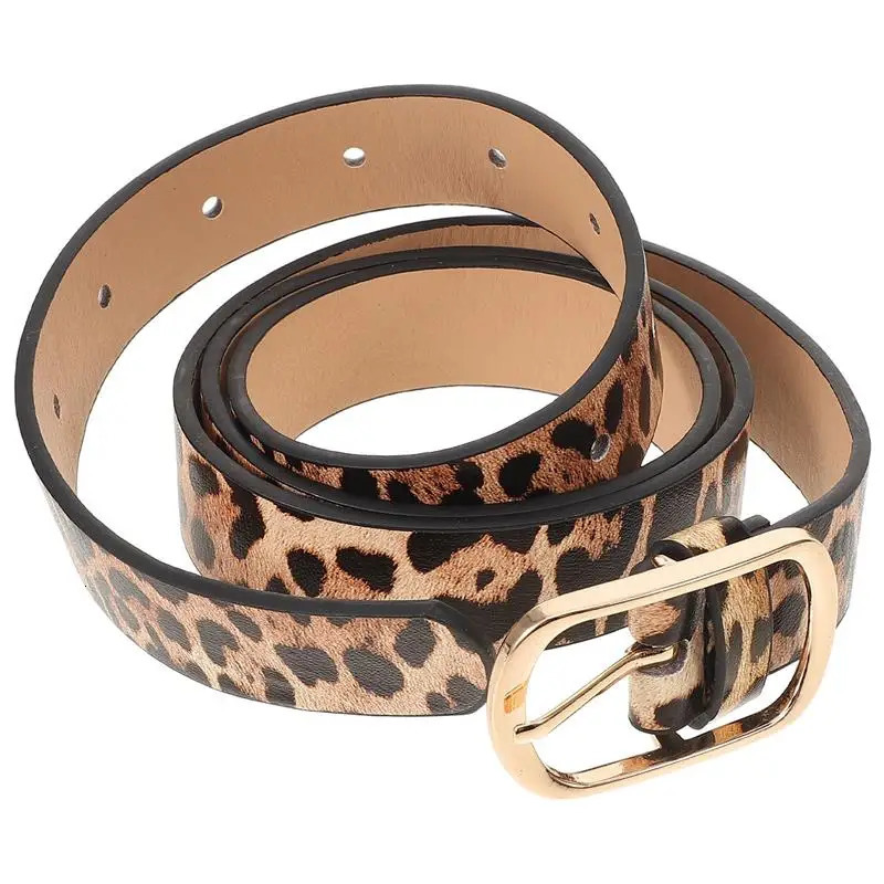 1pc Retro Female Leopard Belt Women Belt Thin Pigskin Waist Belt Metal Buckle Casual Cowgirl Belt 107x3cm 250617