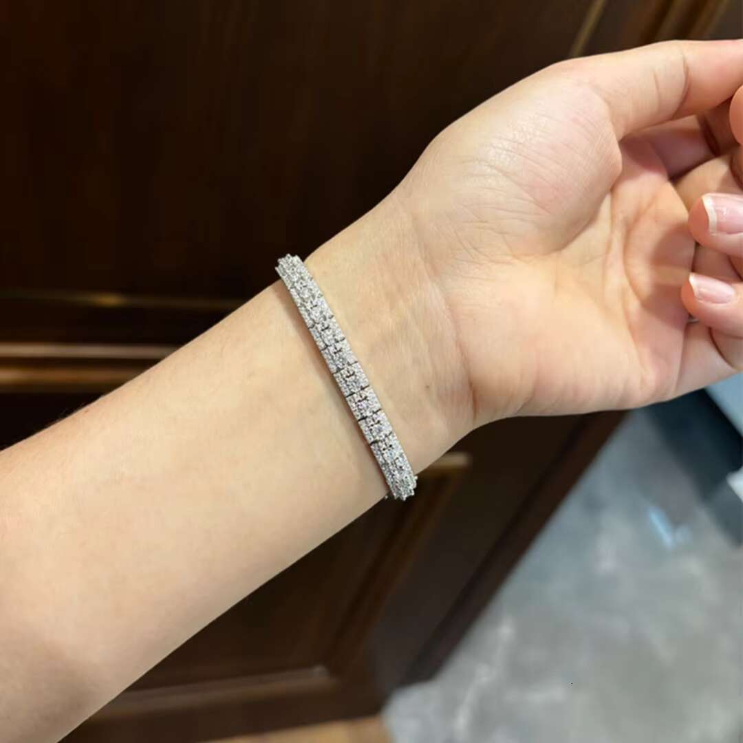Luxury Version Men Women 925 Sterling Silver Moissanite Diamond Bracelet Full Diamonds High-End Accessible