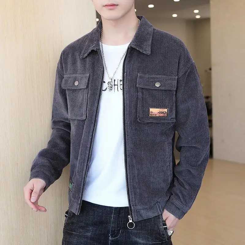 Mens Jacket Spring and Autumn Korean Style Trendy Corduroy Workwear Jacket Mens 2021 New Student Clothes XJ250621