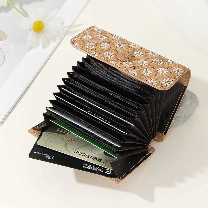 Vintage Cork Grain Organ Card Case Printed Coin Purse Women Men Card Holder Mini Wallet Key Change Purses Long CluTCh Bag Z250621