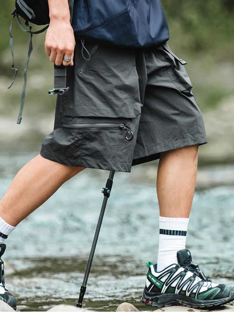 Mens Cargo Shorts Black Loose Quickly Do with Zipper Male Short Pants Nylon Casual Y2k Cotton Wide Clothing Comfortable New In W250621