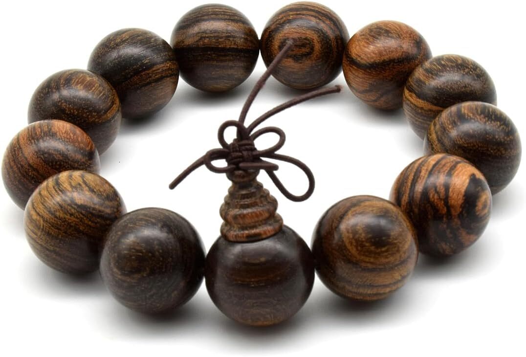 Luxury Zen Unisex Natural Tigerwood Sandalwood Beads Buddhist Consecration Buddhist Prayer Bracelet Link Wrist Necklace Chain Beads