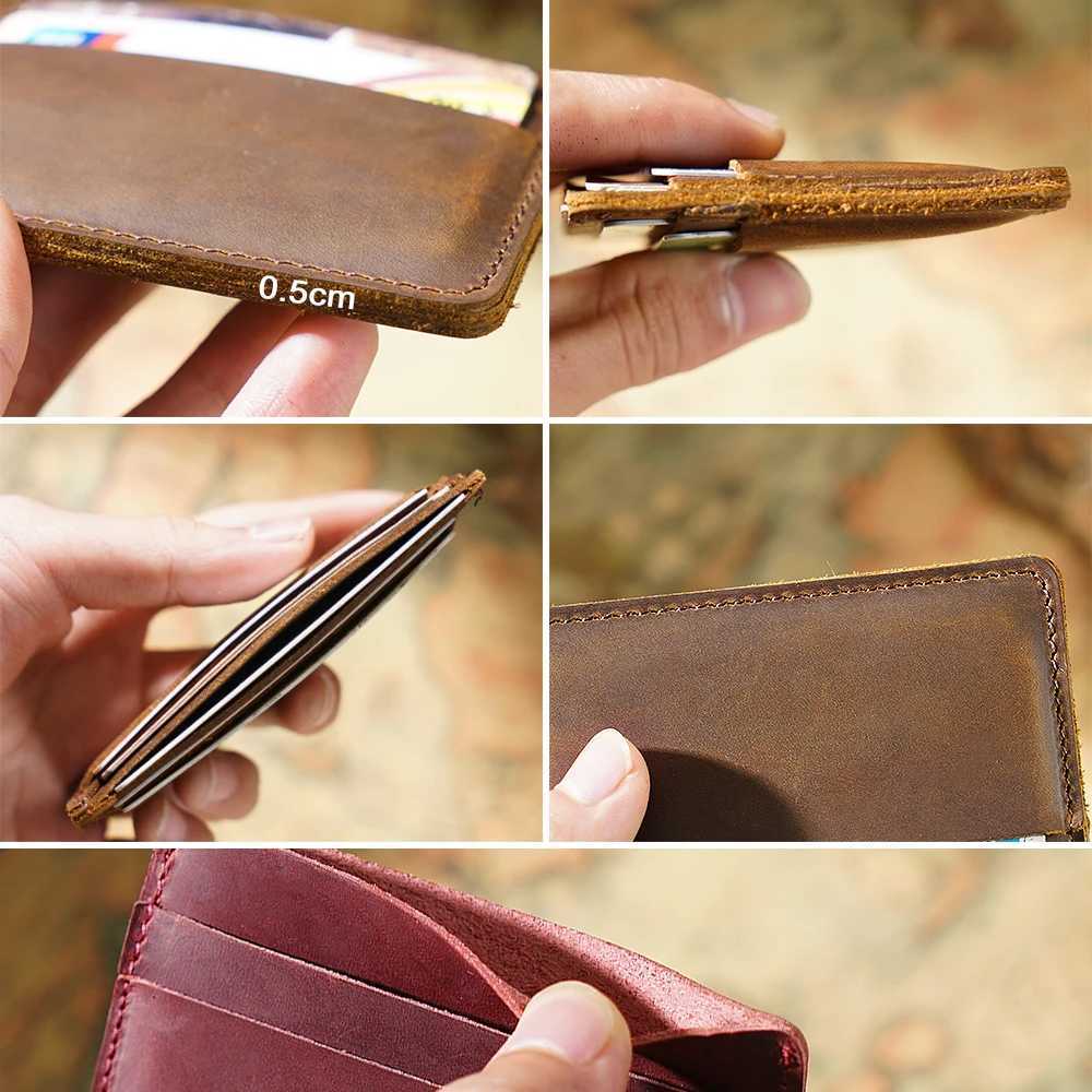 Men Credit ID Card Holders Vintage Design Crazy Horse Leather Customized Business Unisex Wallet Wholesale Z250621
