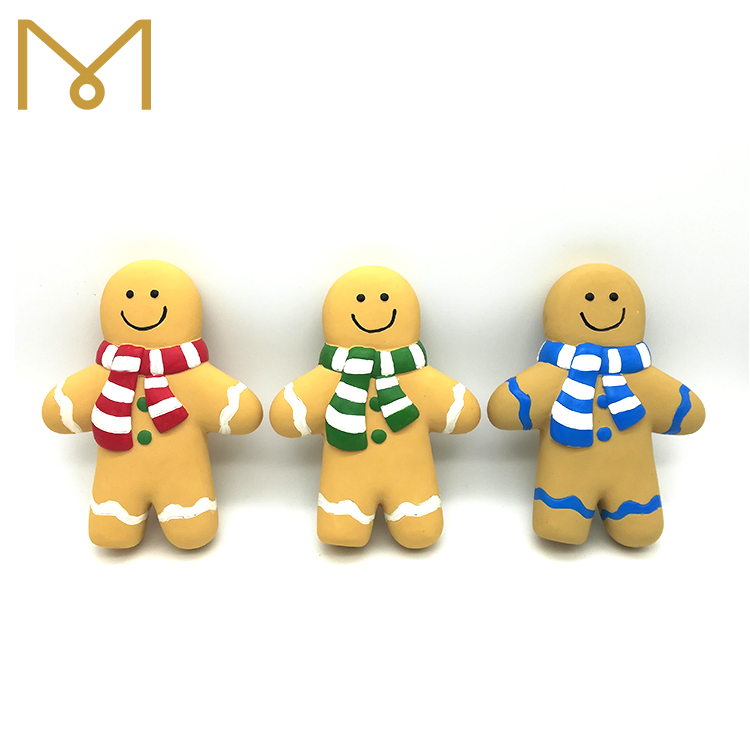 Latex Gingerbread Man Dog Toy Squeaky Chewing Christmas Themed Playing Toys