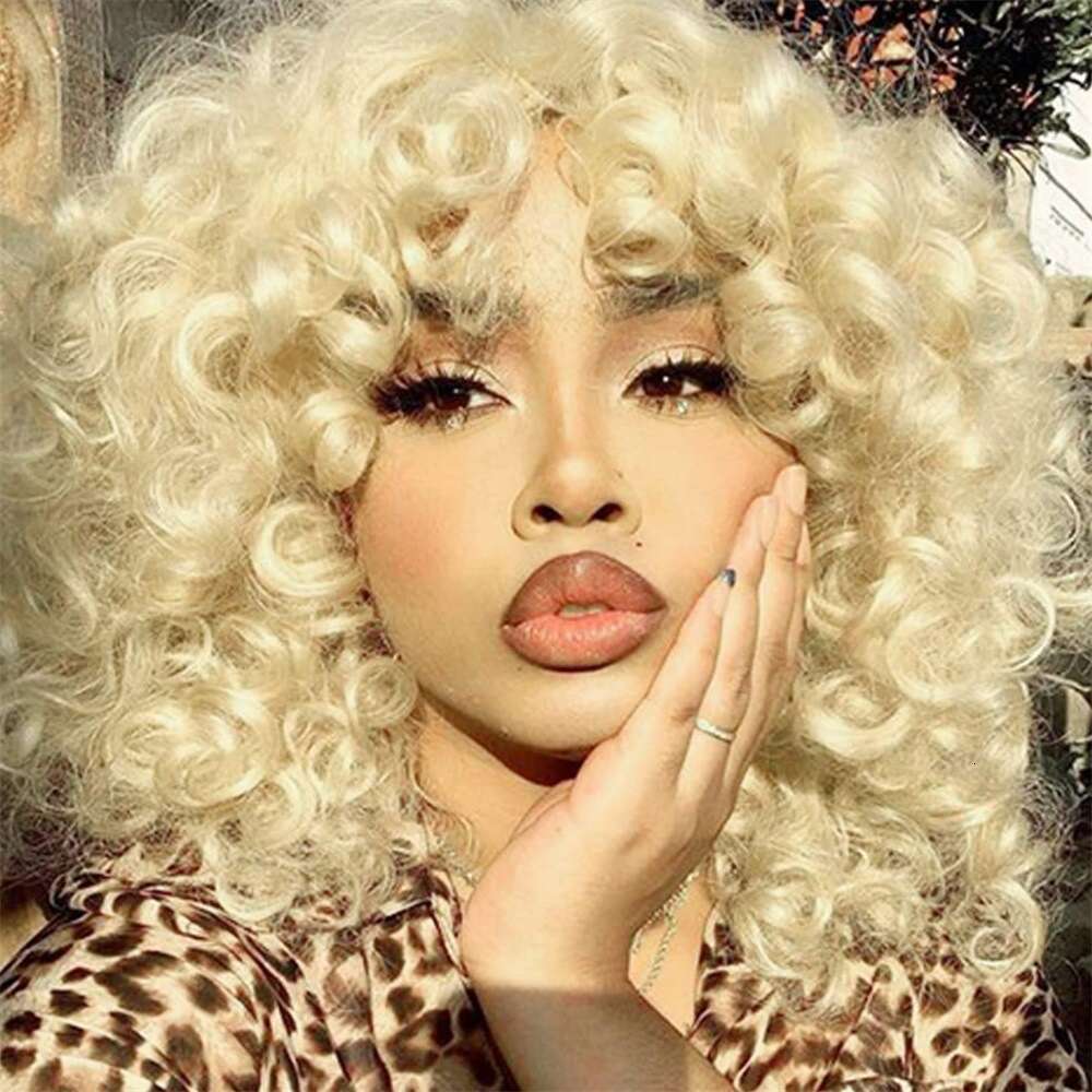New Style Top Hairpiece For Women Fashion Trend Ladies Wig Middle Part Synthetic Short Curly Hair