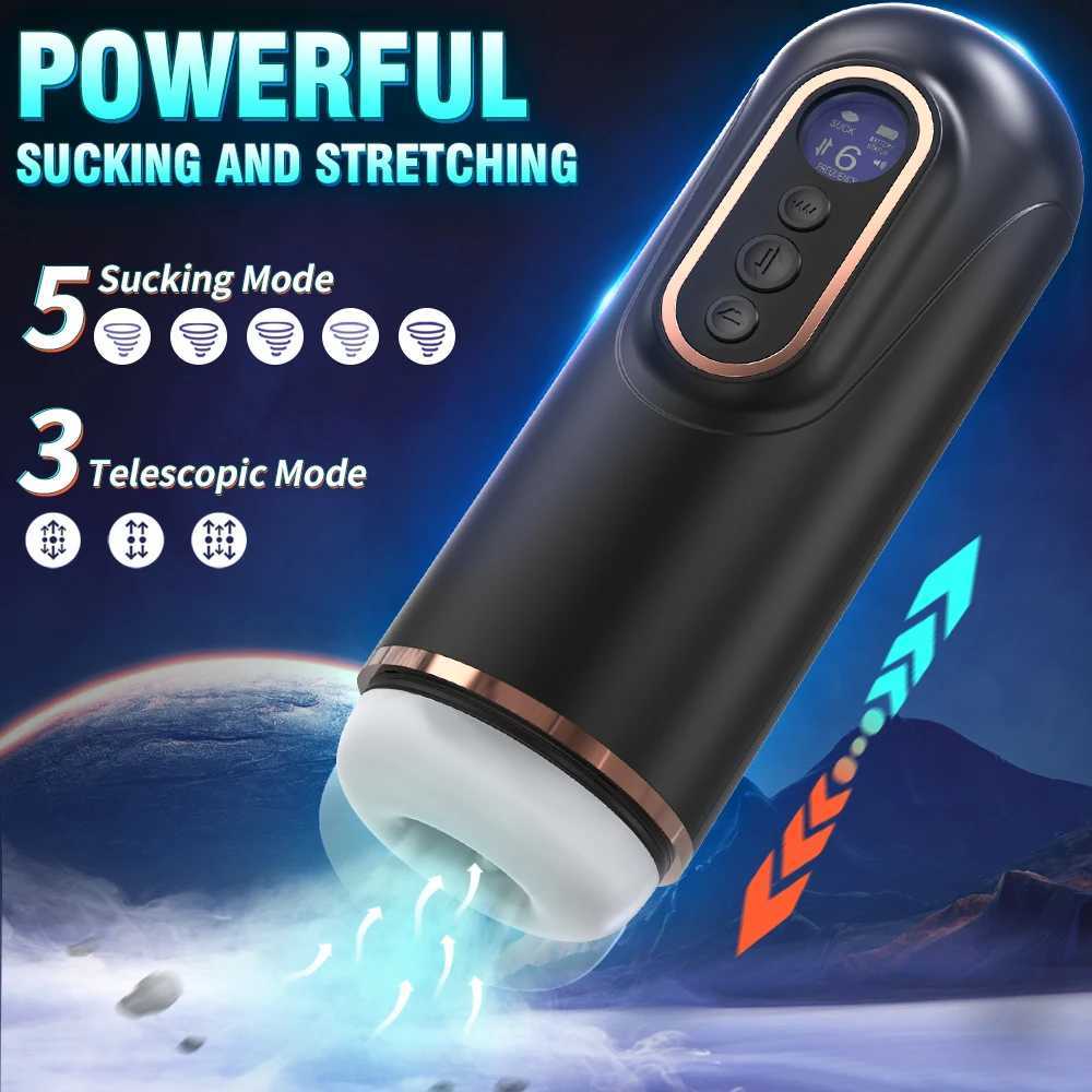 Automatic Telescopic Sucking Male Masturbator Vibrating Intelligent Heating Sexy Voice Earphone Pocket Pussy Sex Toy for Men W250621