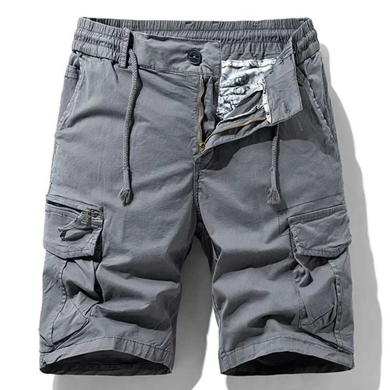 New Men Summer Brand Cotton Cargo Shorts Mens Classic Casual Multi-pocket Tactical Shorts Pants Elastic waist Jogger Shotrs Male W250621