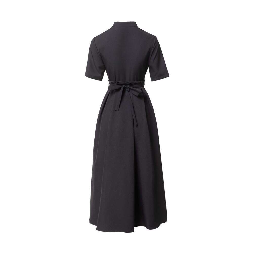 Long Dress Summer New D Brand Women S Short Sleeve Long Shirt Elegant Large Swing Pleated Dress With Belt Sexy Long Skirt