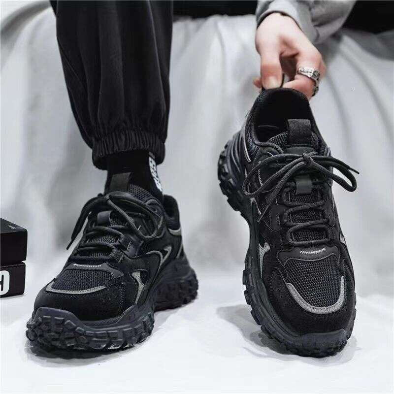 Men's Safety Spring Breathable Mesh Sneakers Korean Style Trendy Thick Sole Non-Slip Casual new Running Dad Shoes