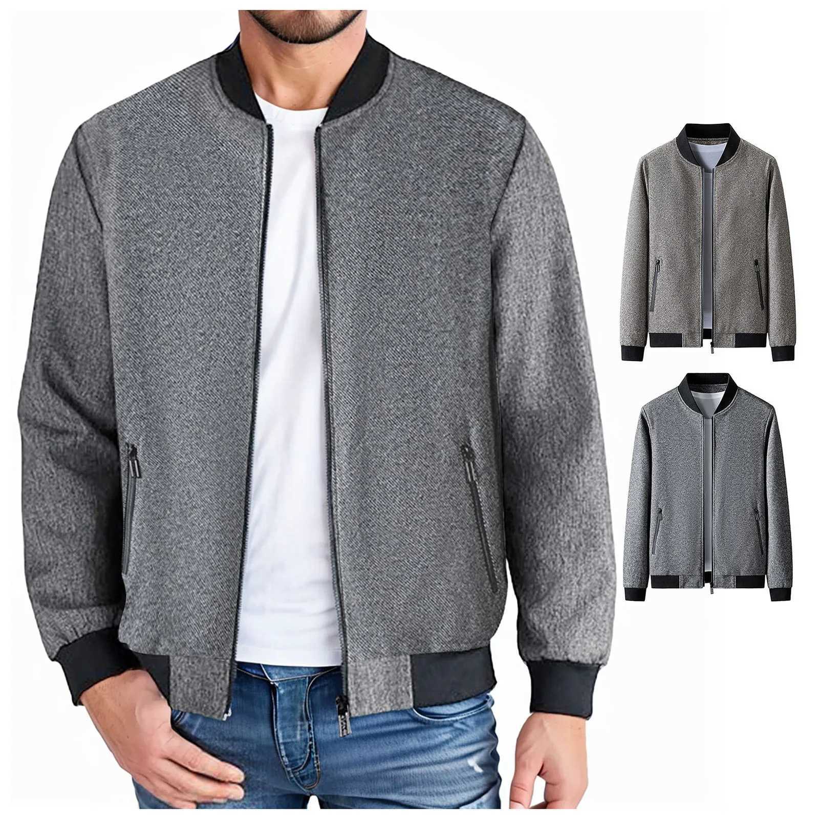 MenS Outdoor Workwear Jacket MenS Regular Fit Jacket Casual Zipper Placket Washed Long Sleeve Jean Trucker Jacket Windbreaker XJ250621