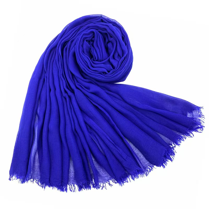 T1023 new scarf pure color cotton and linen soft two-end fringed fashion women's shawl monochrome scarf
