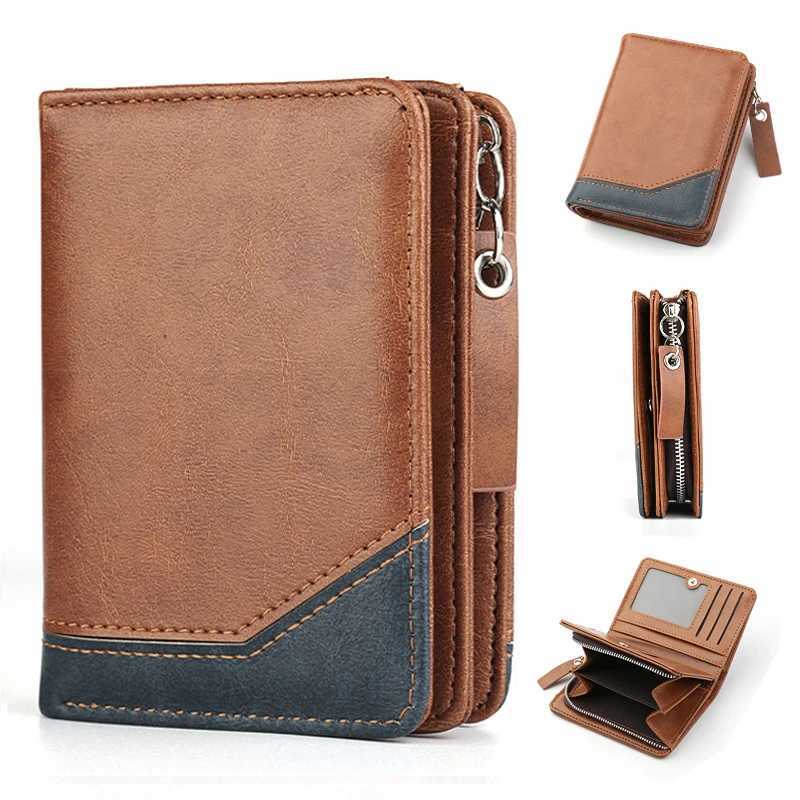 New Men Large Capacity Short Wallet With Zipper Coin Pocket Pu Leather Vintage Male Short Money Purse Card Holder Z250621