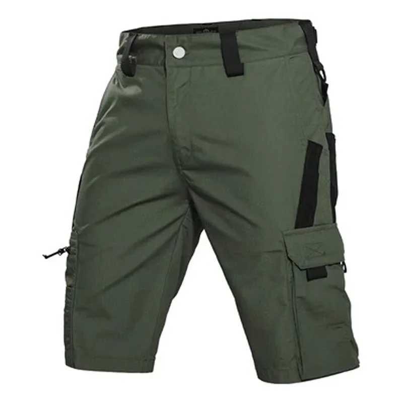 Mens Cargo Shorts Summer Tactical Cropped Pants Outdoor Waterproof Multi-pocket Bermuda Shorts Camo Ripstop Hiking W250621