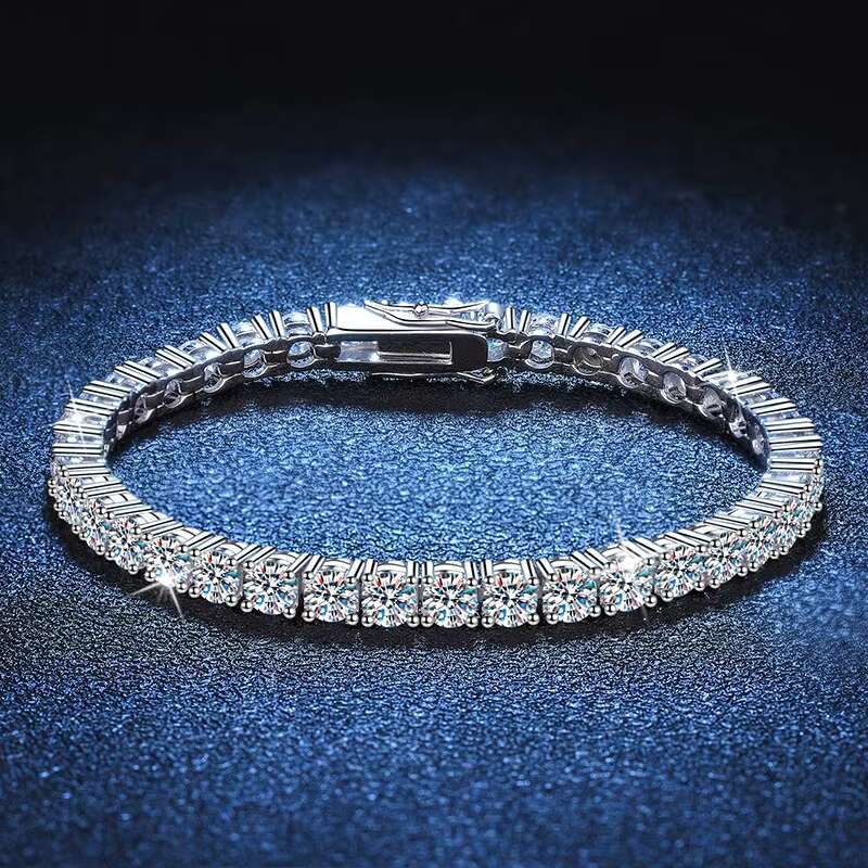 Hot Sale 925 Sterling Silver Moissanite Bracelet with Full diamond 3mm D Color Moissanite Wholesale
