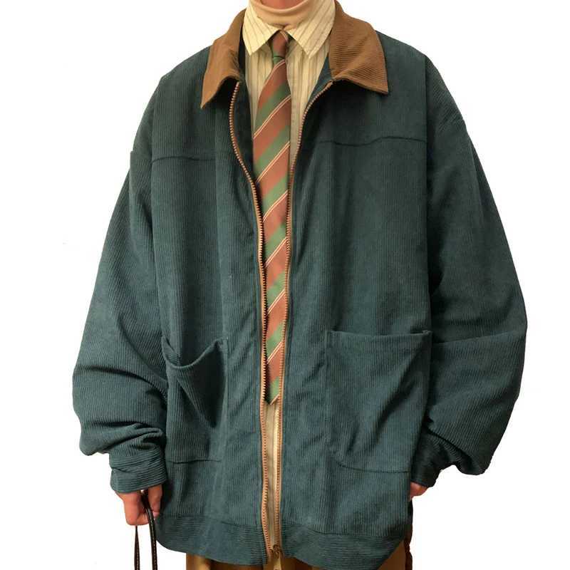 2025 Autumn Men Corduroy Bomber Jackets Retro Streetwear Loose Oversized Casual Clothing Loose Hip Hop Top Outerwear 5XL XJ250621