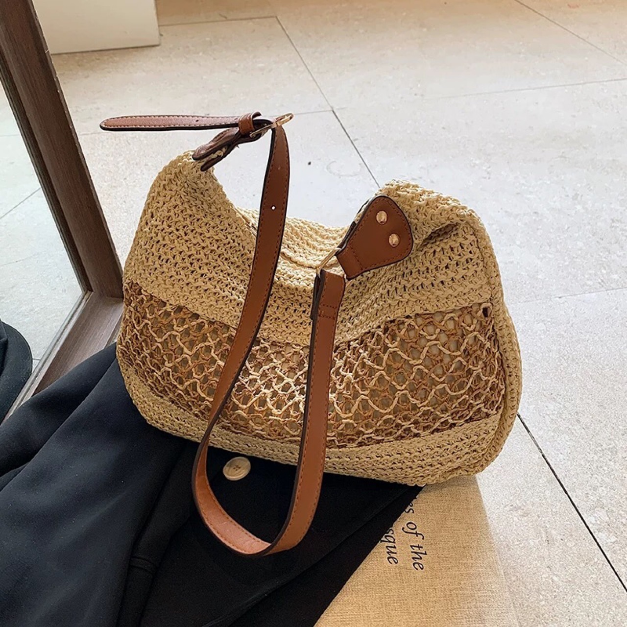 Free shipping designer Summer Beach Vacation Large Capacity Straw Woven Bag for Women 2025 New Casual Versatile Shoulder Crossbody Bag