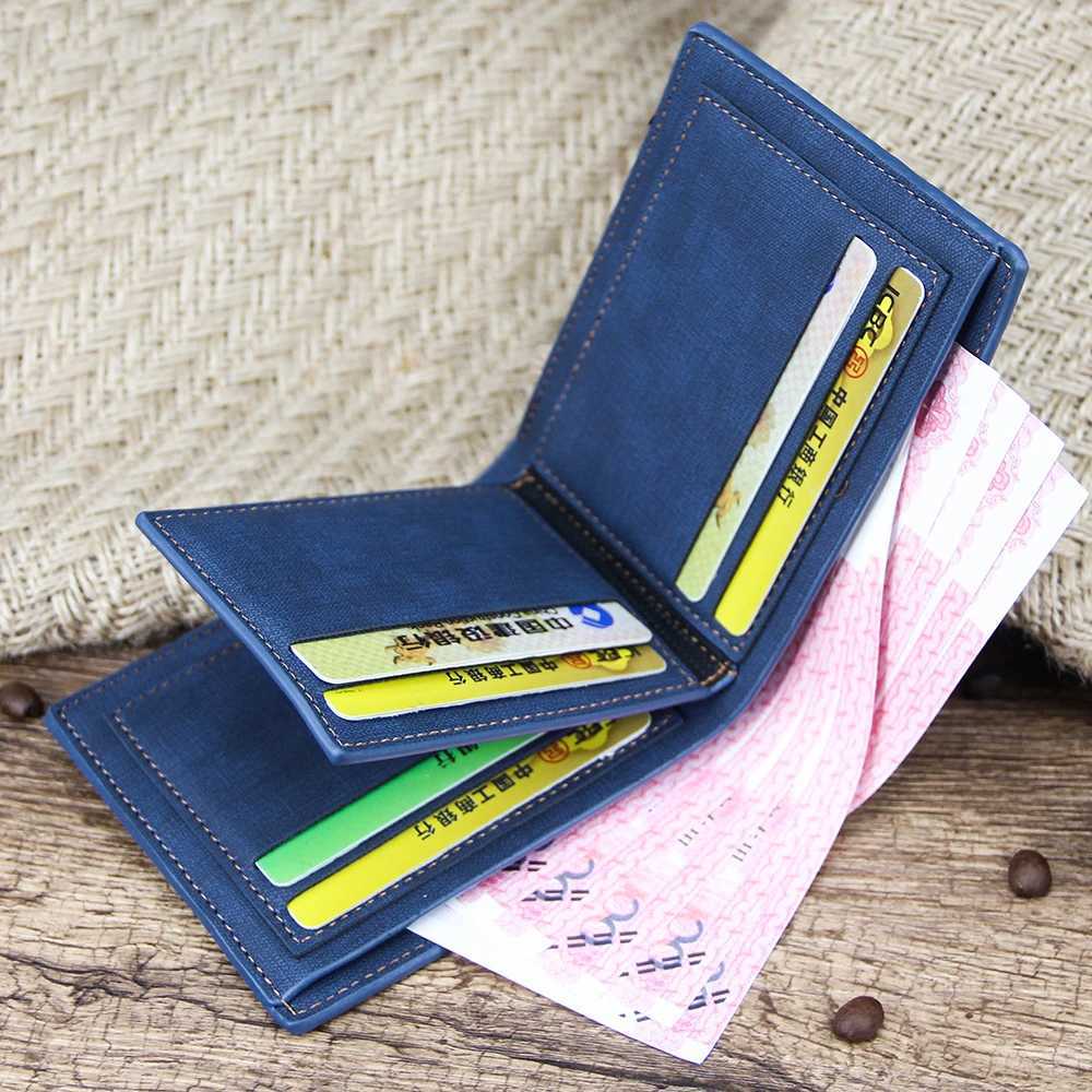 PU Leather Mens Wallet Short Card Holder Purse for Male Portable Men Billfold Short Wallets Vintage Cardholder Z250621