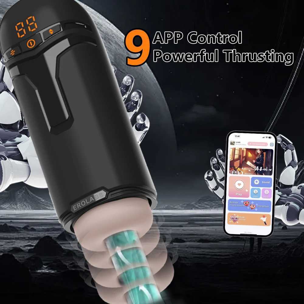 5 in Male Electric Masturbation Cup App Control Telescopic Real Oral Vagina Sucking Blowjob Machine Sex Toys For Men Adults W250621