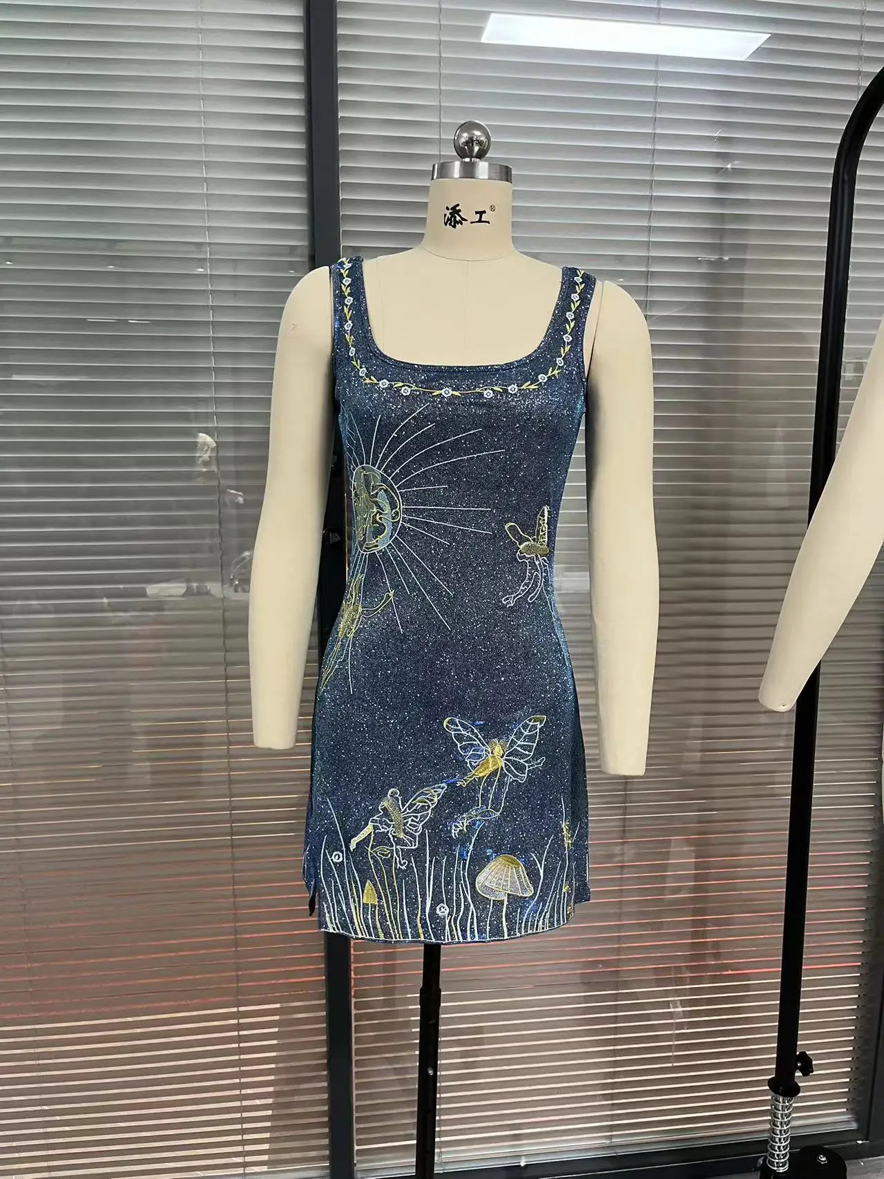 Summer Spring Sexy Womens Clothing 3D Printed Slit Dress Sleeveless Bodycon Mini Dress 250617