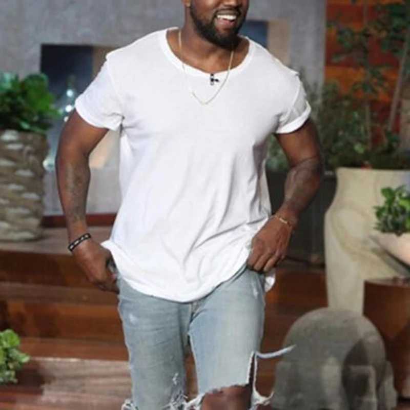 Casual Summer Mens Basic T-Shirt Short Sleeve Solid Black White Long Style O Neck T-Shirt For Men Tee Tops Undershirt Clothing XJ250621