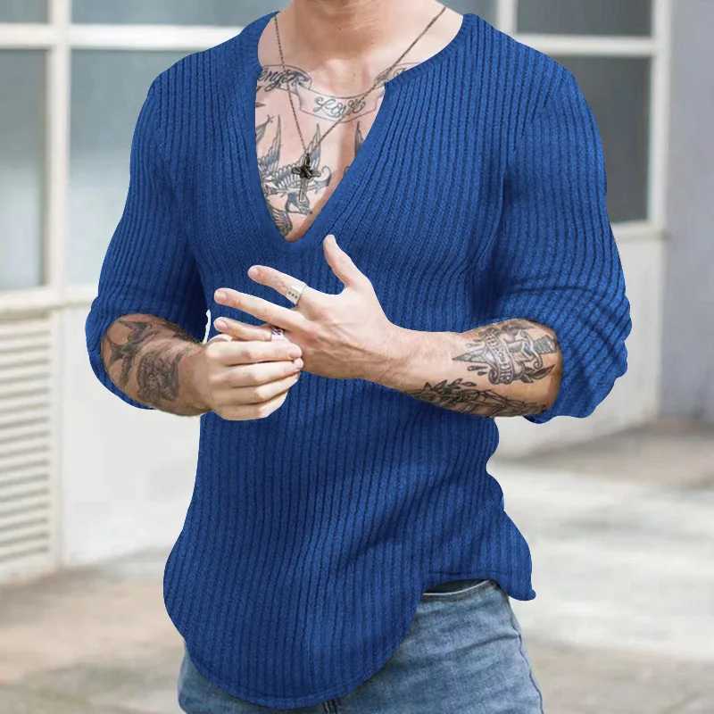 Autumn Winter Mens V-neck Casual Fashion Sweaters Male Long Sleeve Solid Color All-match Knitting Pullovers Gentlemen Jumpers Top Z250621