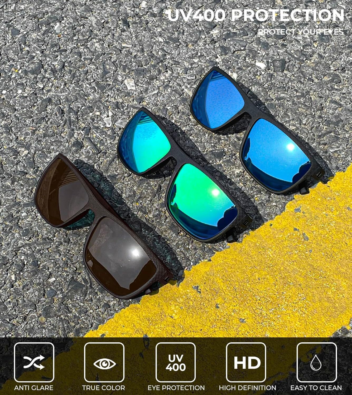 Designer sunglasses Polarized Sunglasses for Men Lightweight Sun Glasses with UV Protection for Driving Fishing Golf