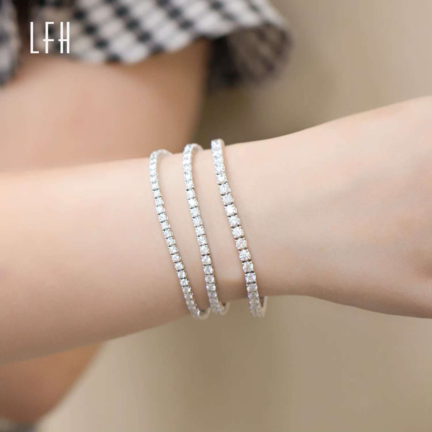 White 18k Real Gold 3mm Round Brilliant Cut Lab Created Moissanite Diamond Tennis Bracelet Womens Moissanite Tennis Bracelet