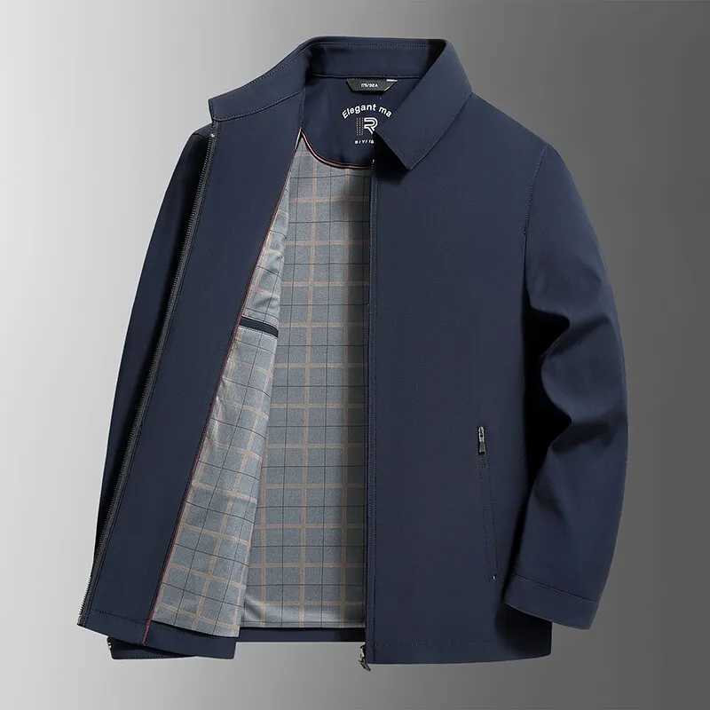 2025 Spring and Autumn New Mens Flip Collar Non Ironing Casual Jacket with Fashionable Design Business Jacket Dads Clothing XJ250621