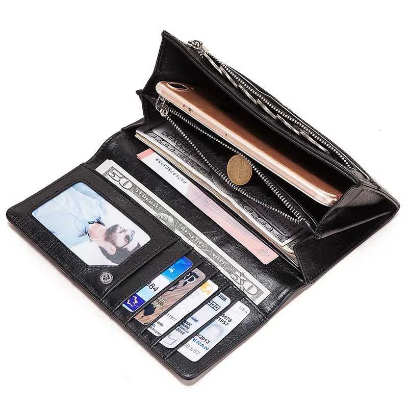 KAVIS 100% Genuine Leather Women Wallets Long With Cell Phone Holders Female Handy Wallet For Lady Money Pocket Z250621