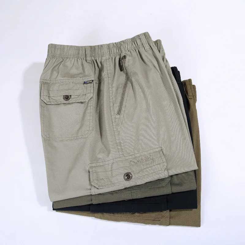 Military Cotton Cargo Shorts Mens Zipper Pocket Casual Calf Length Pants Mens Loose Straight Cotton Work Shorts Man Clothes W250621