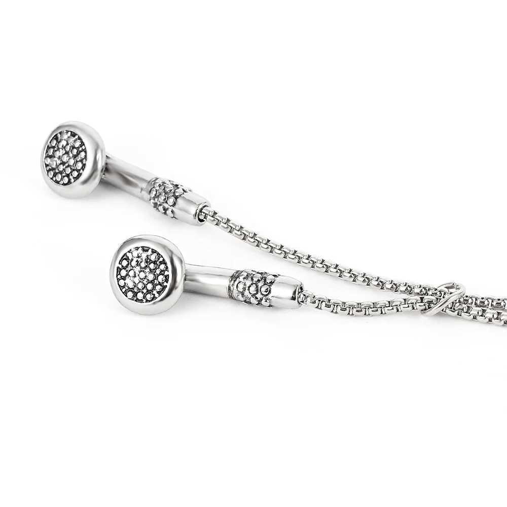 Fashion Necklace Hip-hop Kirsite Music Headphones Earbuds Pendant Metal Men Clothing Accessories Necklace Y250620