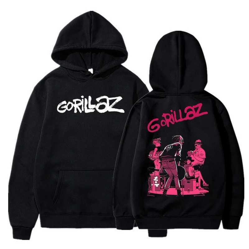 Autumn And Winter Pullovers Long Sleeve Loose Soft Sweatshirt Streetwear Coat Gorillaz Print Women Men Hooded Pocket Hoodie XJ250621