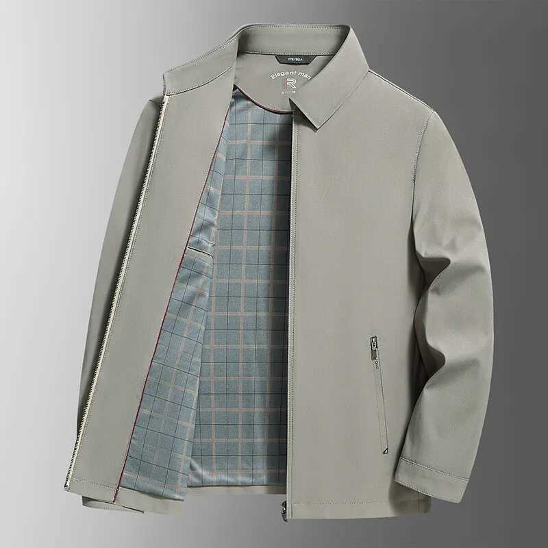 2025 Spring and Autumn New Mens Flip Collar Non Ironing Casual Jacket with Fashionable Design Business Jacket Dads Clothing XJ250621