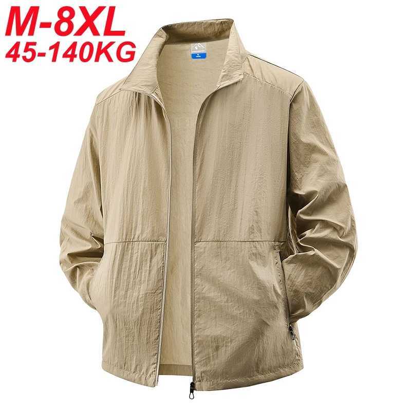 UPF50+ UV Protection Skin Coats Men Big Size 8XL 7XL 6XL Summer Windbreaker Lightweight Windshield Reflective UV Blocking JacketXJ250621