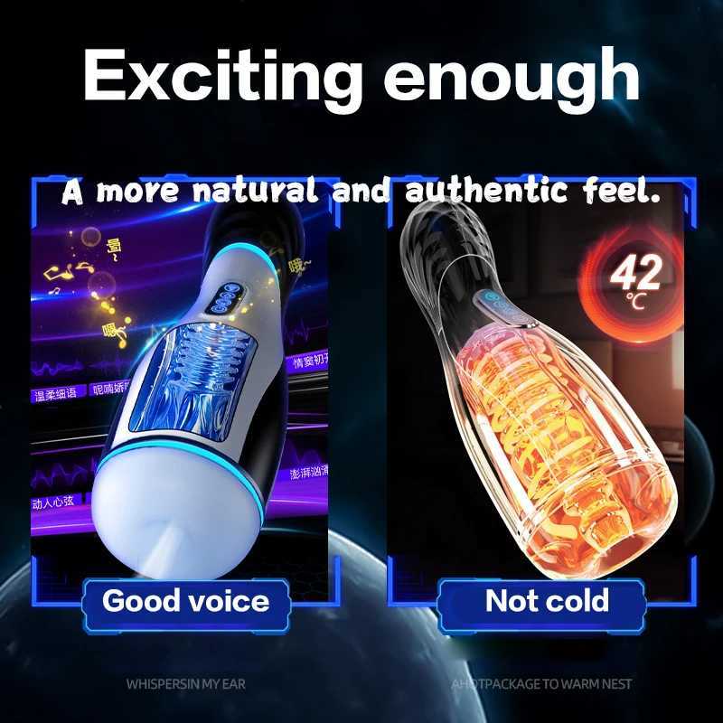 Masturbation Cup Automatic Suction Vibration Can Be Warmed and Voice Interactive Male Vaginal Sex Toys Adult Products W250621