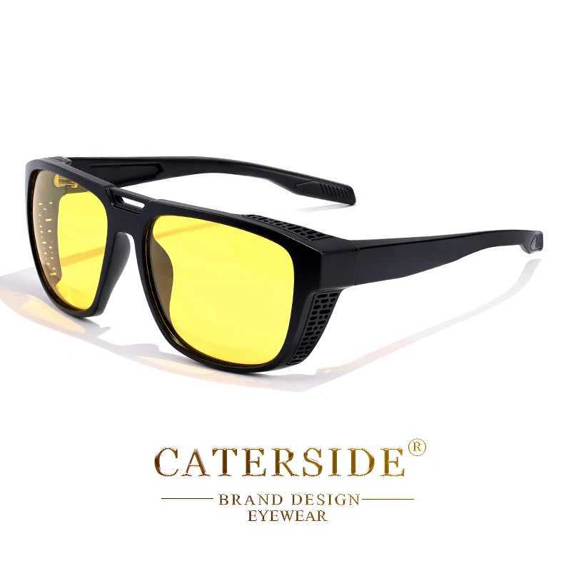 CATERSIDE Punk Sports Men Polarized Sunglasses Large Round Frame Vintage Womens Sunglasses Cycling Fishing Driving UV400 W250621