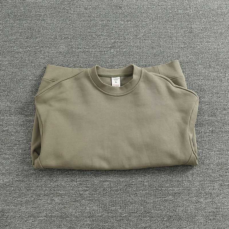 Side Pockets Mens American Casual 500gsm Heavyweight Oversized Round Neck Sweatshirt 100% Cotton Trendy Drop Shoulder Pullover XJ250621