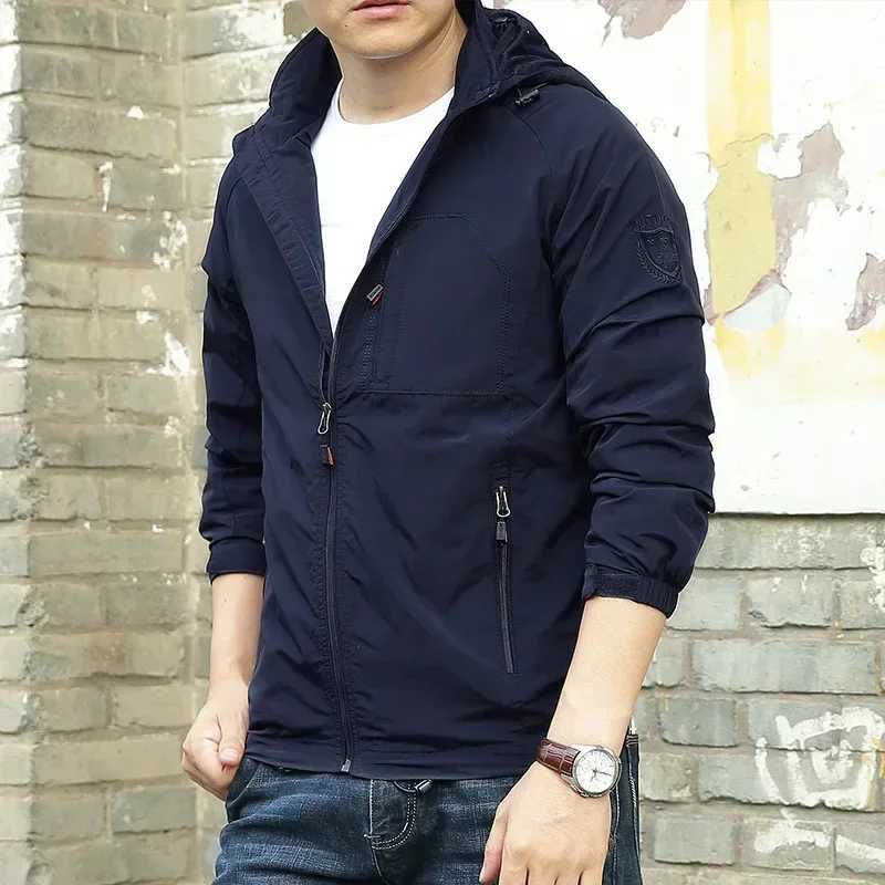 Loose Windbreaker Autumn New Casual Jacket Hiking Camping Jackets Waterproof Hooded Tactics Military Jacket Mens Outdoor Coat XJ250621