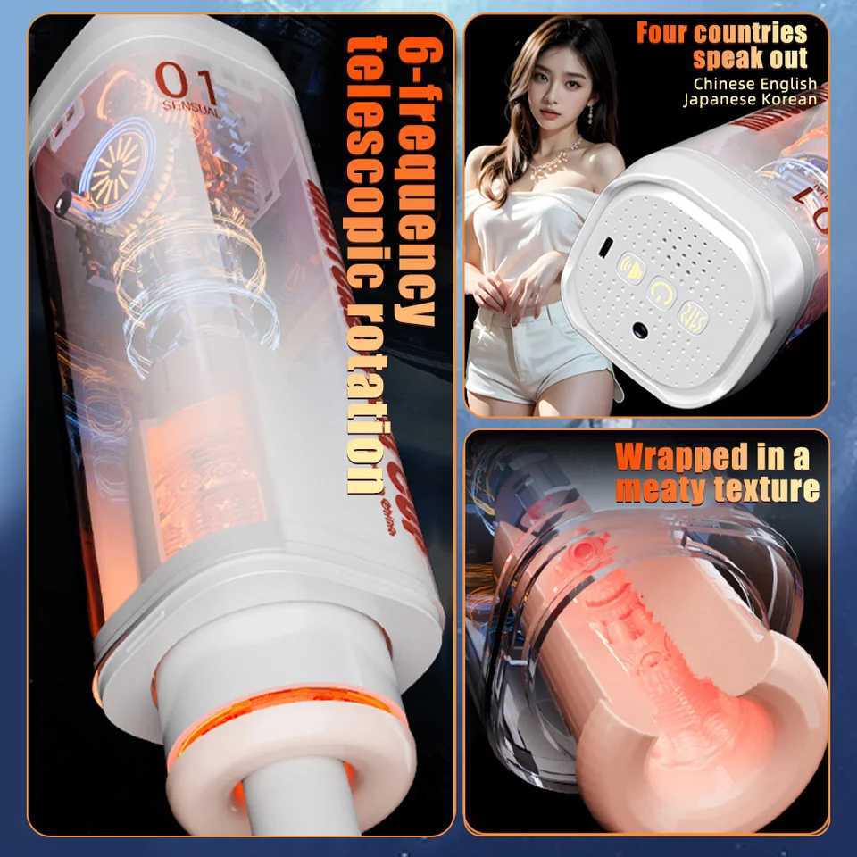 Adult Toys Male Heating Masturbator Cup Pocket Vagina Pussy Penis Trainer 4 Sexy Languages Voice Interaction Sex Toy for Men W250621