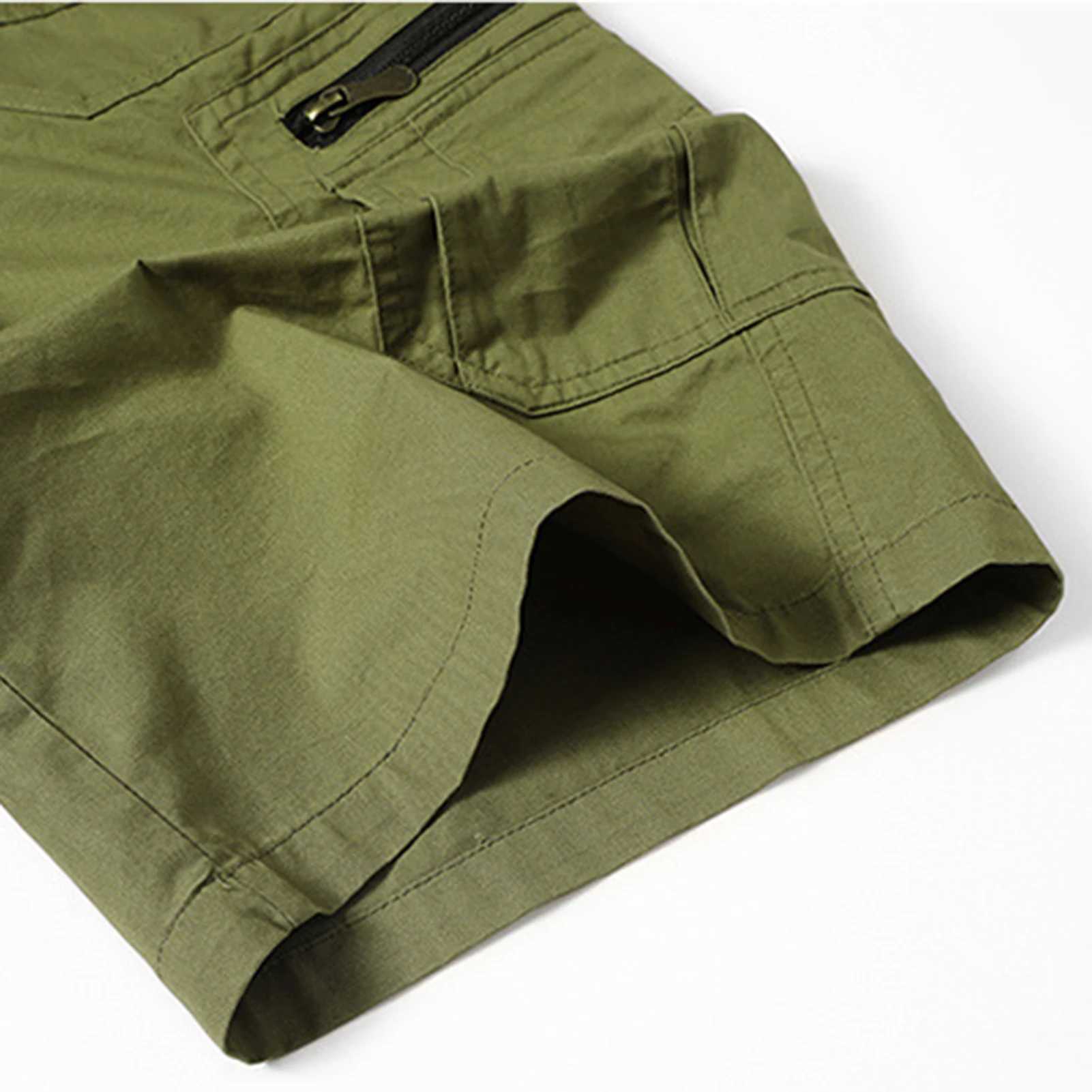 Trendy Drawstring Cotton Camouflage Print Multi Pockets Cargo Pants Loose Type Men Cropped Pants Daily Clothes W250621