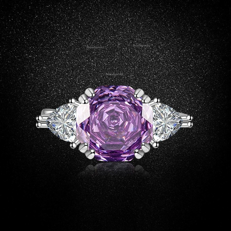 Free Delivery Millennium Rose Designer Necklace Cut Purple Kunzite Octagon Zircon Flower Necklace 2025 New Model Pendant Light Luxury Open Ring Earrin