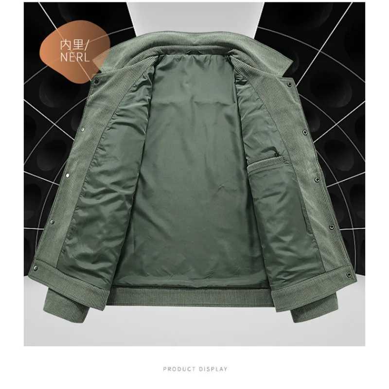 2025 Mens Fashion Casual Jacket Spring Autumn Mens Military Corduroy Jacket Multi-pocket Tactical Coats Male Lapel Workwear XJ250621