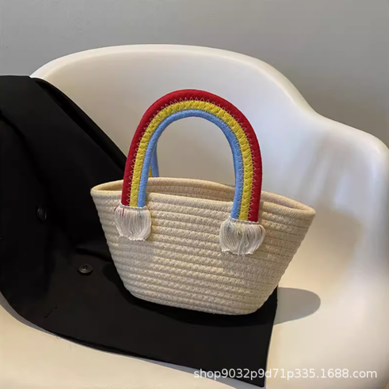 Free Shipping Designer Bag New Niche Design Luxury Bag Tote Bag Fashion Handbag Cotton Thread Rainbow Bag Baby Full Moon Wedding Favor
