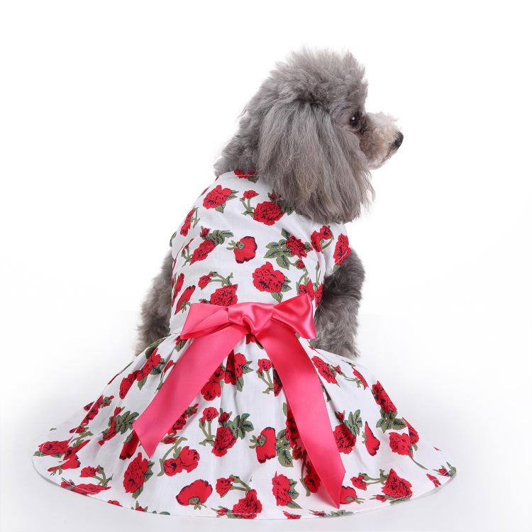 Sweet Dog Clothes Girl Dog Dresses Floral Puppy Dress Pet Cat Princess Bowknot Clothes Cute Puppy Summer Outfits for Small Dogs, Cat, Yorkshire Terrie