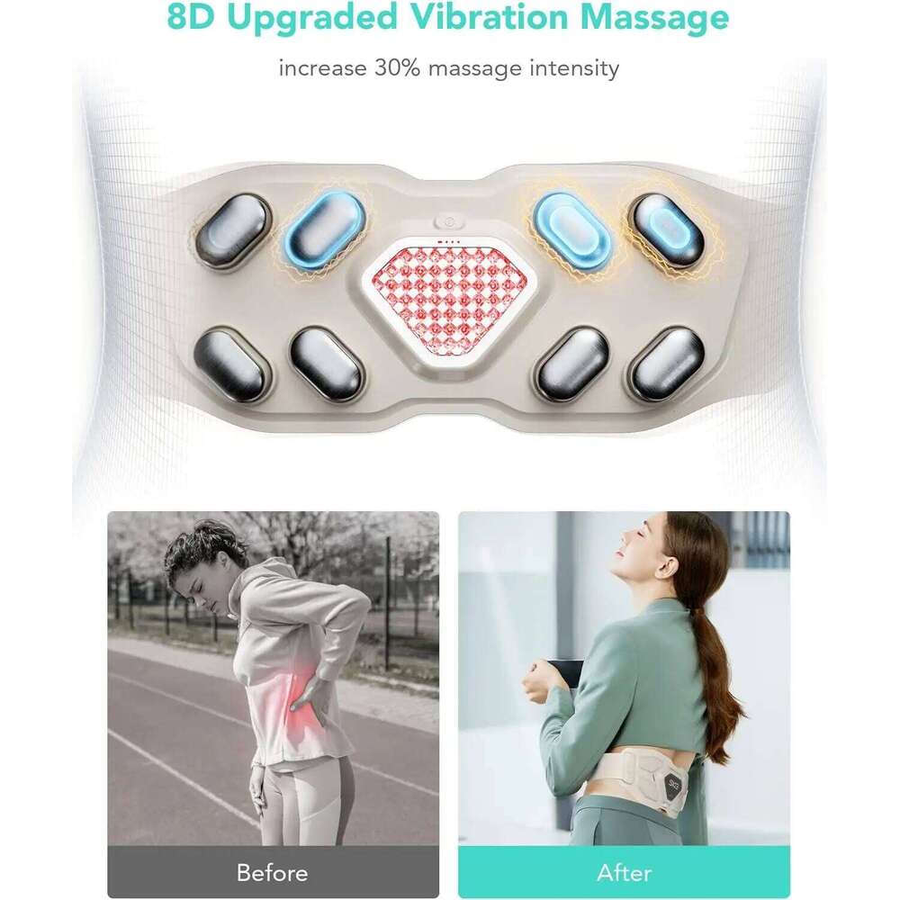 SKG Lower For Pain Relief, Adjustable Cordless Heating Pad Infrared Vibrating Back Massager Waist Lumbar Belt,Gift